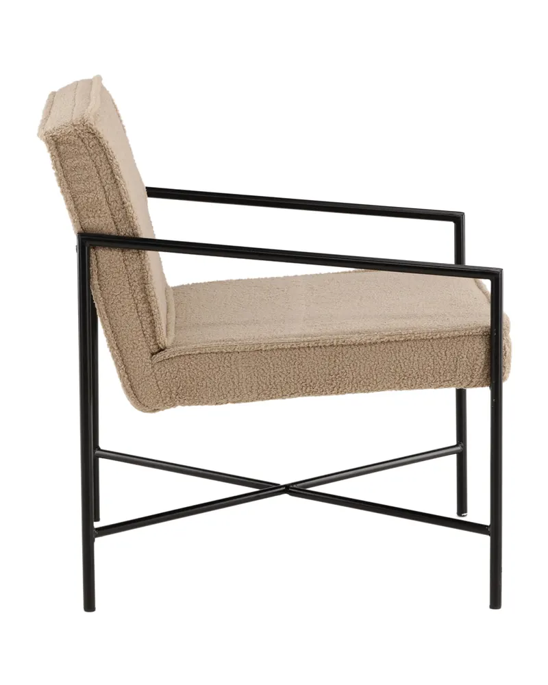 Rakel Sessel mit schmalem Stahlgestell in Beige, Gestell Schwarz, Polyester-Teddystoff, Ansicht 10