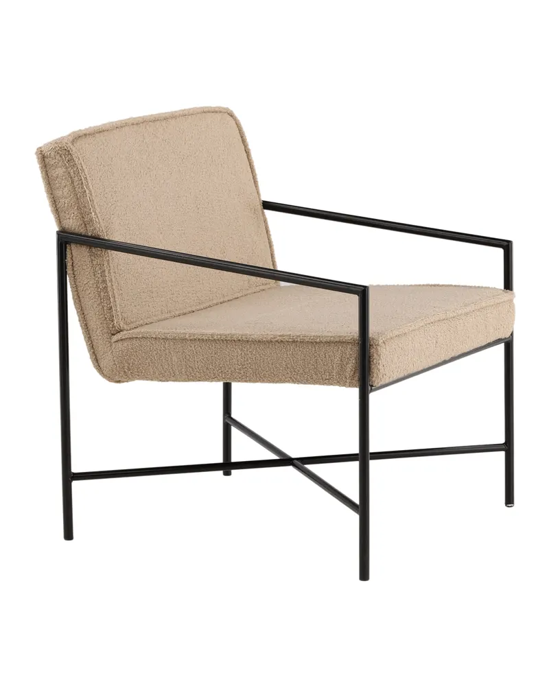 Rakel Sessel mit schmalem Stahlgestell in Beige, Gestell Schwarz, Polyester-Teddystoff, Ansicht 11
