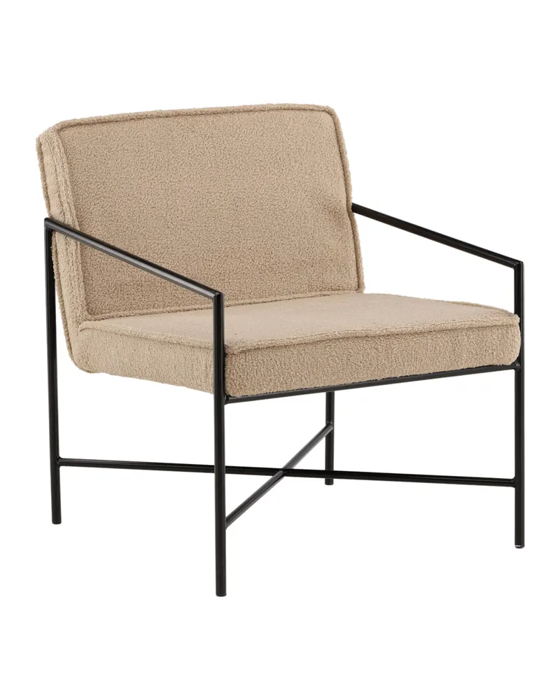 Rakel Sessel mit schmalem Stahlgestell in Beige, Gestell Schwarz, Polyester-Teddystoff, Ansicht 12