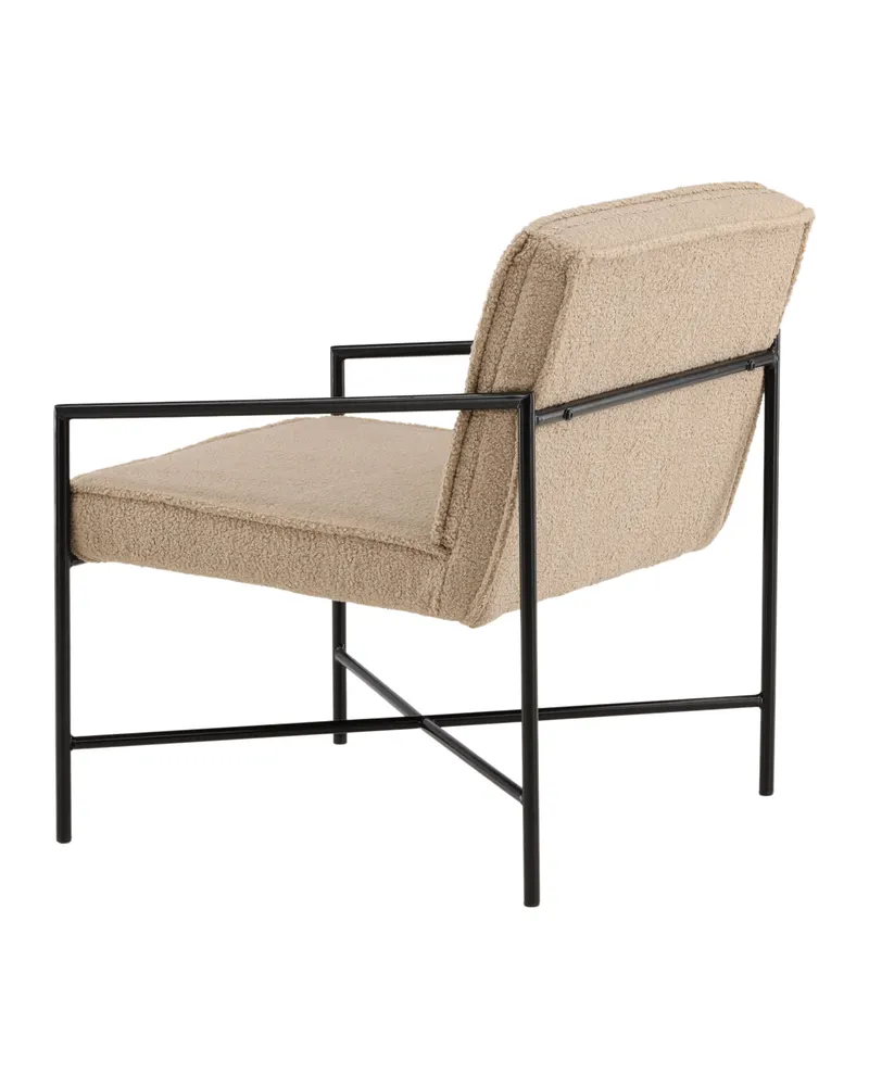 Rakel Sessel mit schmalem Stahlgestell in Beige, Gestell Schwarz, Polyester-Teddystoff, Ansicht 5
