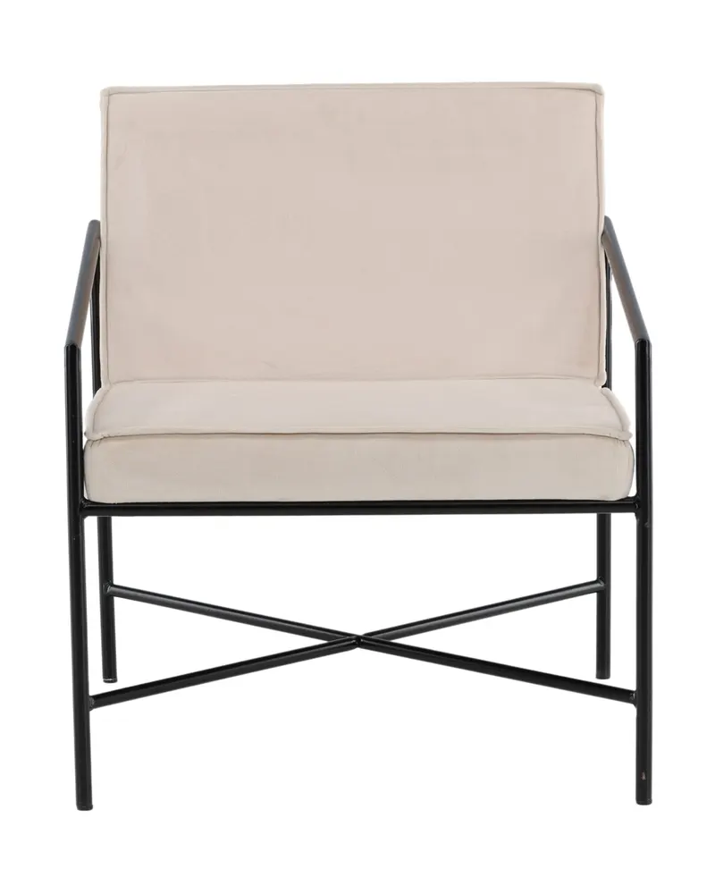 Rakel Sessel mit schmalem Stahlgestell in Beige, Gestell Schwarz, Polyester-Samt, Ansicht 1