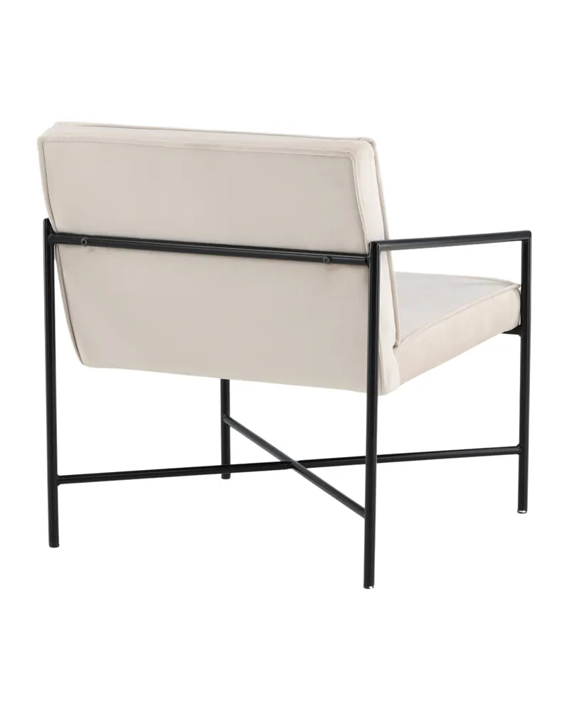 Rakel Sessel mit schmalem Stahlgestell in Beige, Gestell Schwarz, Polyester-Samt, Ansicht 8