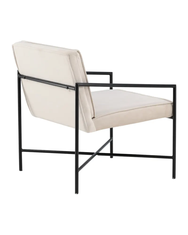 Rakel Sessel mit schmalem Stahlgestell in Beige, Gestell Schwarz, Polyester-Samt, Ansicht 9