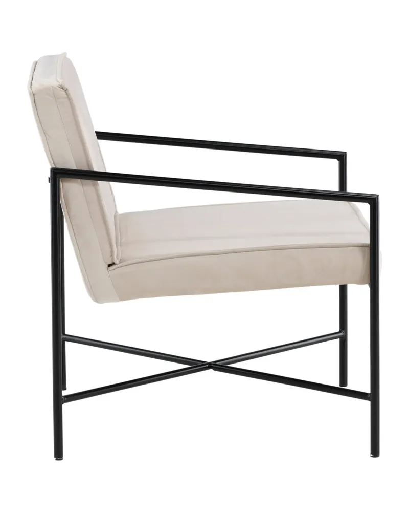 Rakel Sessel mit schmalem Stahlgestell in Beige, Gestell Schwarz, Polyester-Samt, Ansicht 10