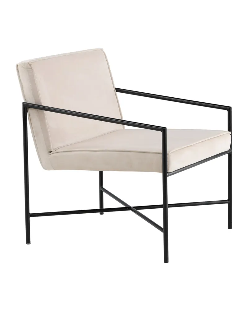 Rakel Sessel mit schmalem Stahlgestell in Beige, Gestell Schwarz, Polyester-Samt, Ansicht 11