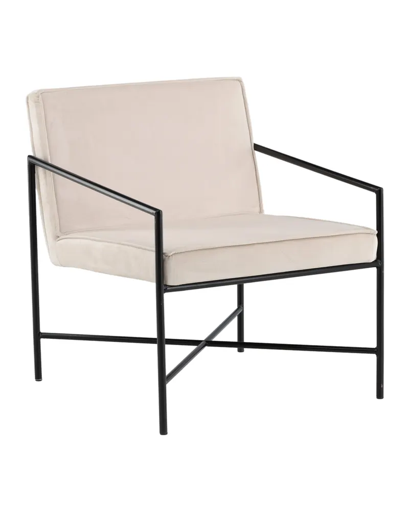 Rakel Sessel mit schmalem Stahlgestell in Beige, Gestell Schwarz, Polyester-Samt, Ansicht 12