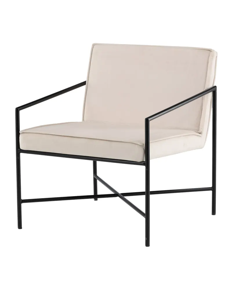 Rakel Sessel mit schmalem Stahlgestell in Beige, Gestell Schwarz, Polyester-Samt, Ansicht 2