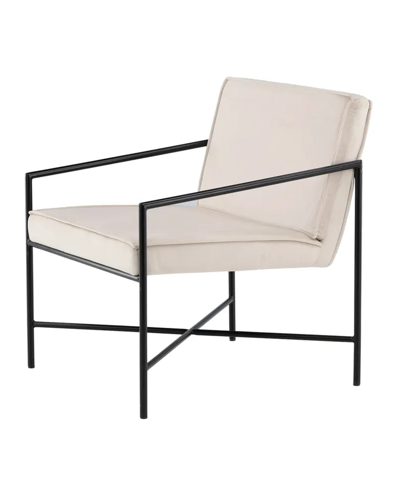 Rakel Sessel mit schmalem Stahlgestell in Beige, Gestell Schwarz, Polyester-Samt, Ansicht 3