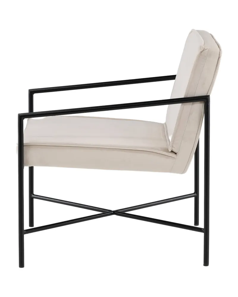 Rakel Sessel mit schmalem Stahlgestell in Beige, Gestell Schwarz, Polyester-Samt, Ansicht 4