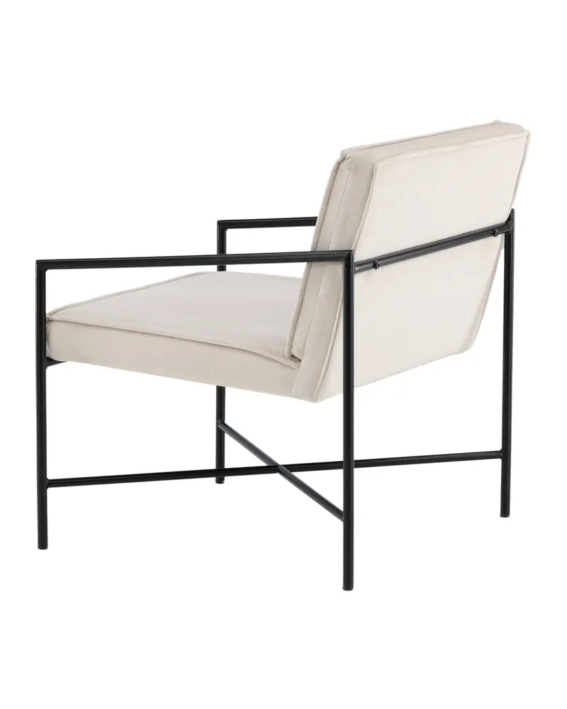 Rakel Sessel mit schmalem Stahlgestell in Beige, Gestell Schwarz, Polyester-Samt, Ansicht 5