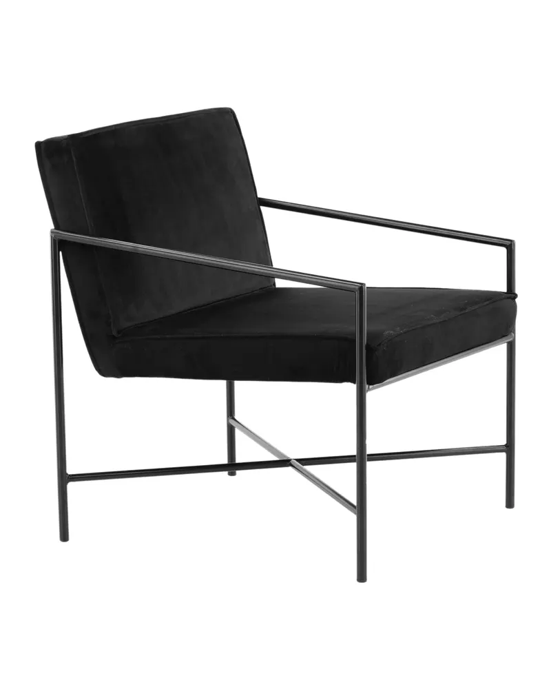 Rakel Sessel mit schmalem Stahlgestell in Schwarz, Polyester-Samt, Ansicht 11