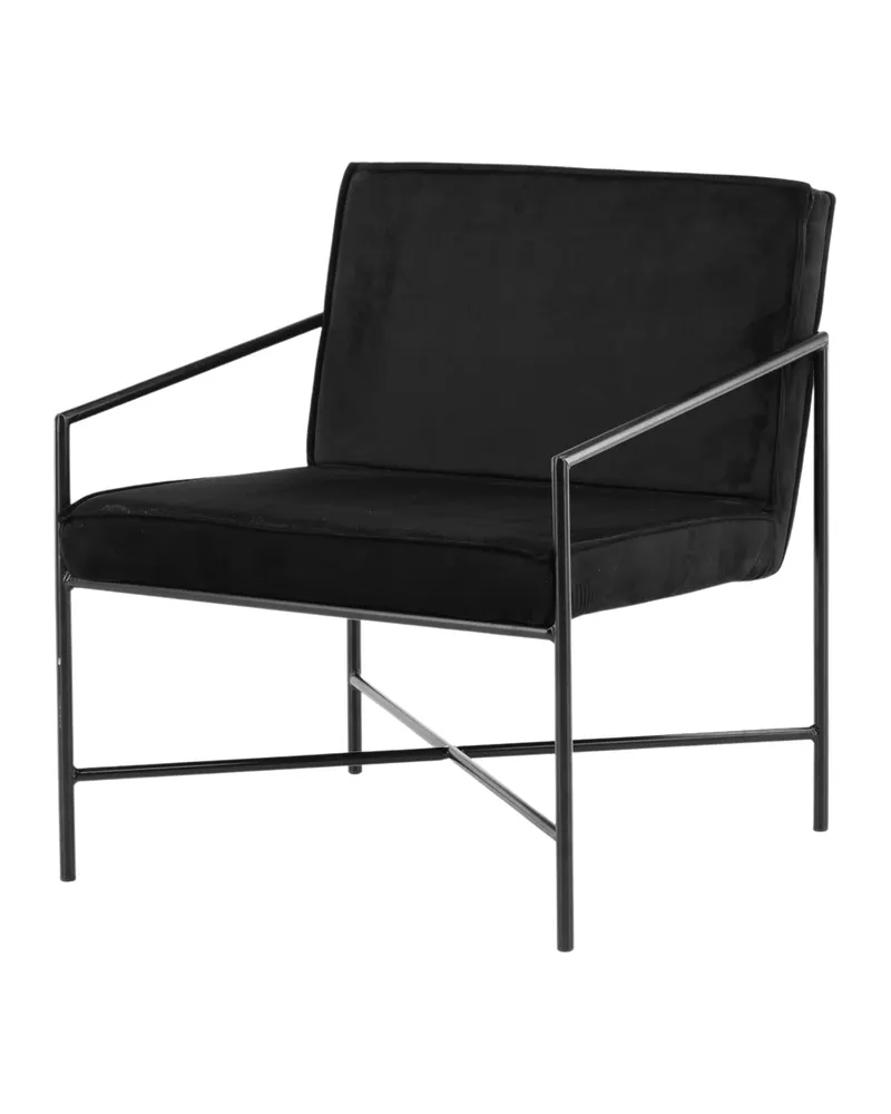 Rakel Sessel mit schmalem Stahlgestell in Schwarz, Polyester-Samt, Ansicht 2