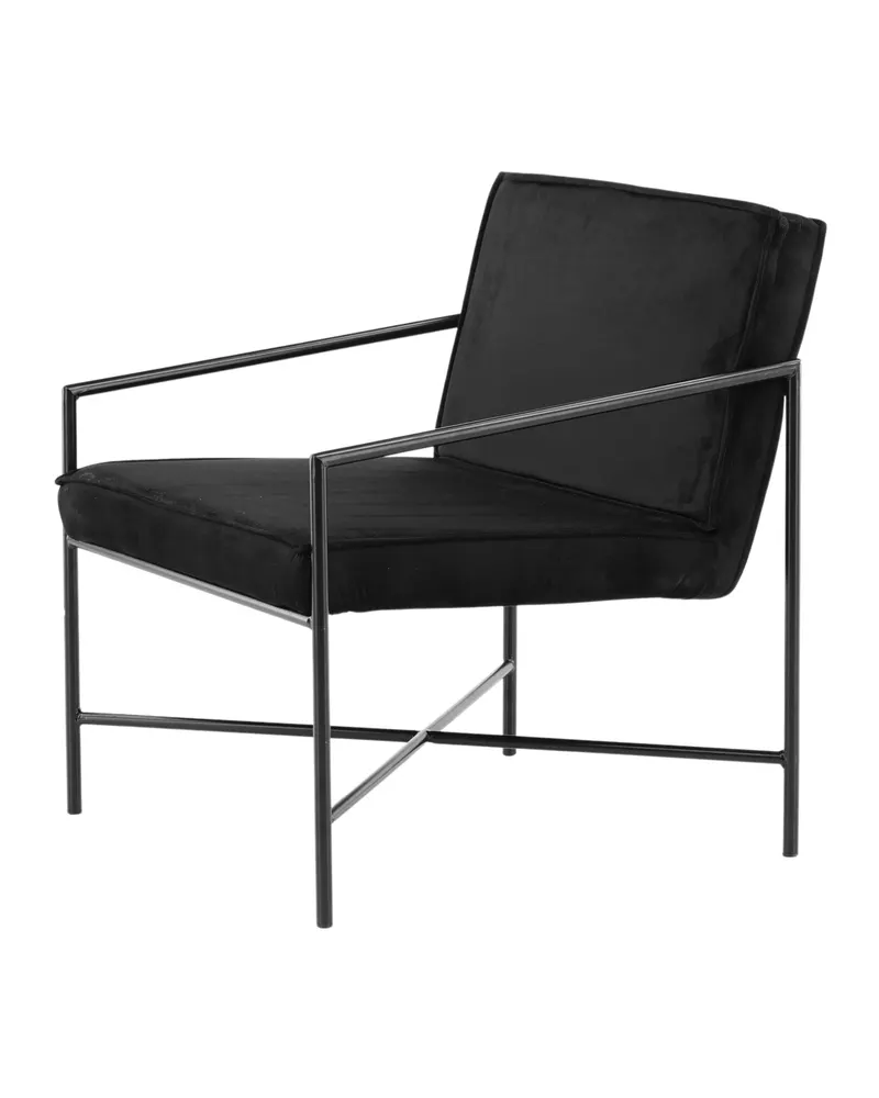 Rakel Sessel mit schmalem Stahlgestell in Schwarz, Polyester-Samt, Ansicht 3