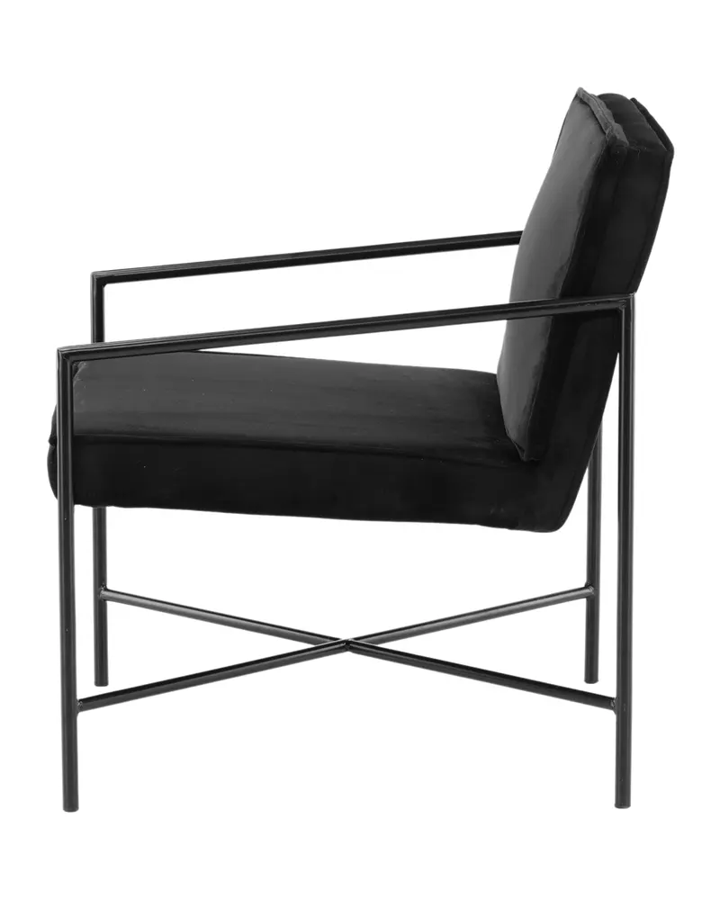 Rakel Sessel mit schmalem Stahlgestell in Schwarz, Polyester-Samt, Ansicht 4