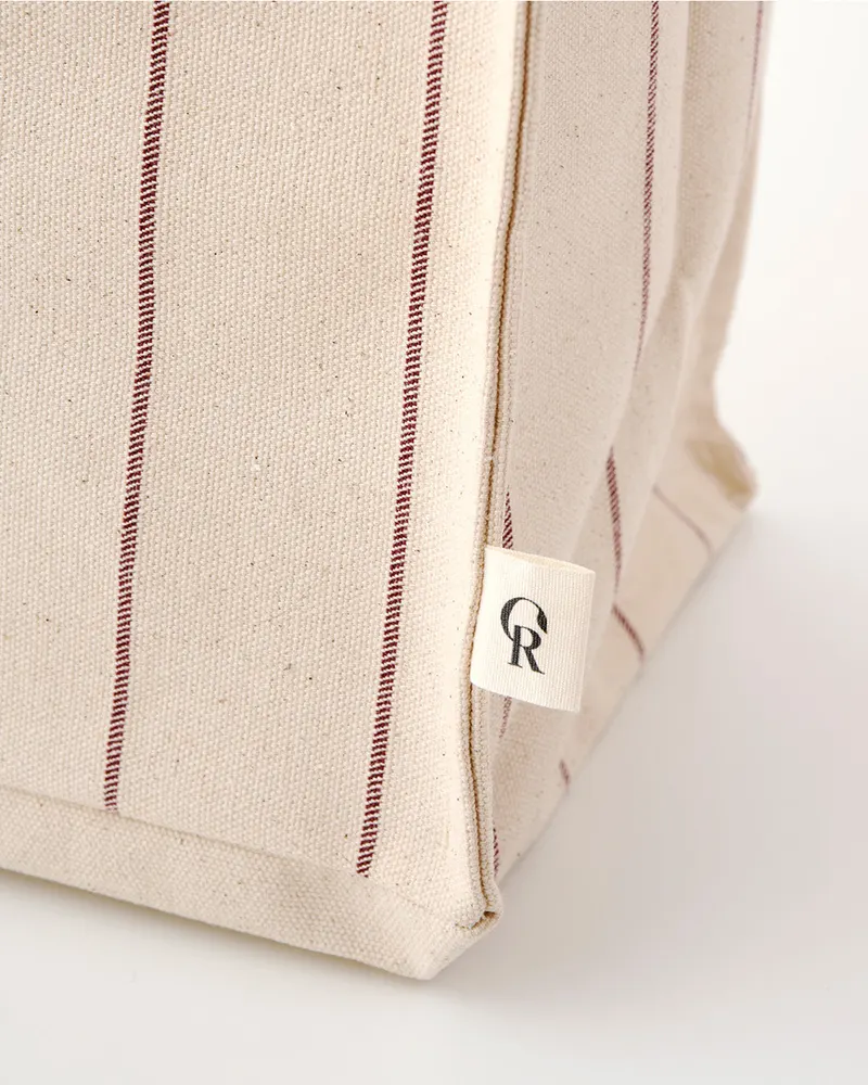 Wandhängender Wäschetrenner Bag Up aus Bio-Baumwolle, ReCollector, Natur mit kastanienroten Streifen, 35 × 57 × 24,6 cm, Ansicht 4