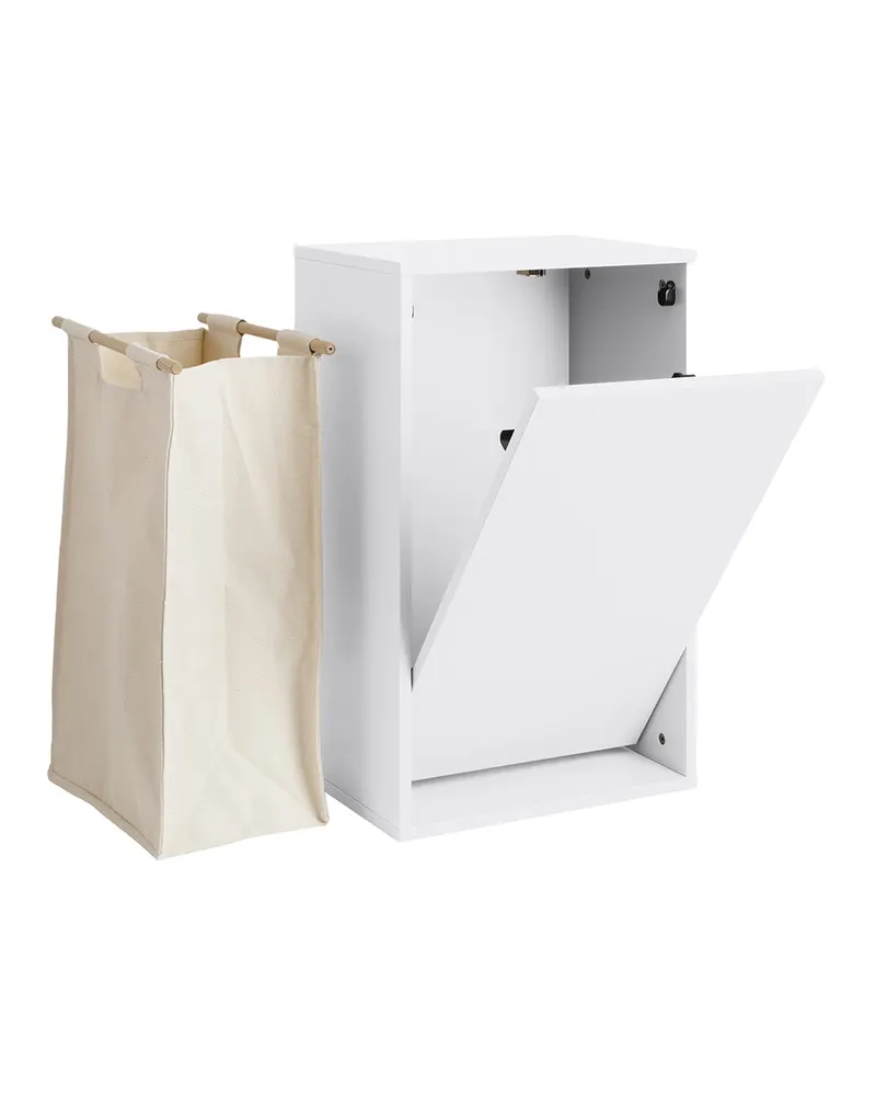 Wandmontierter Wäschekorb ReCollector Laundry Box mit Push-Lock, Brillantweiß, 43 × 70 × 30 cm (B × H × T), Ansicht 2
