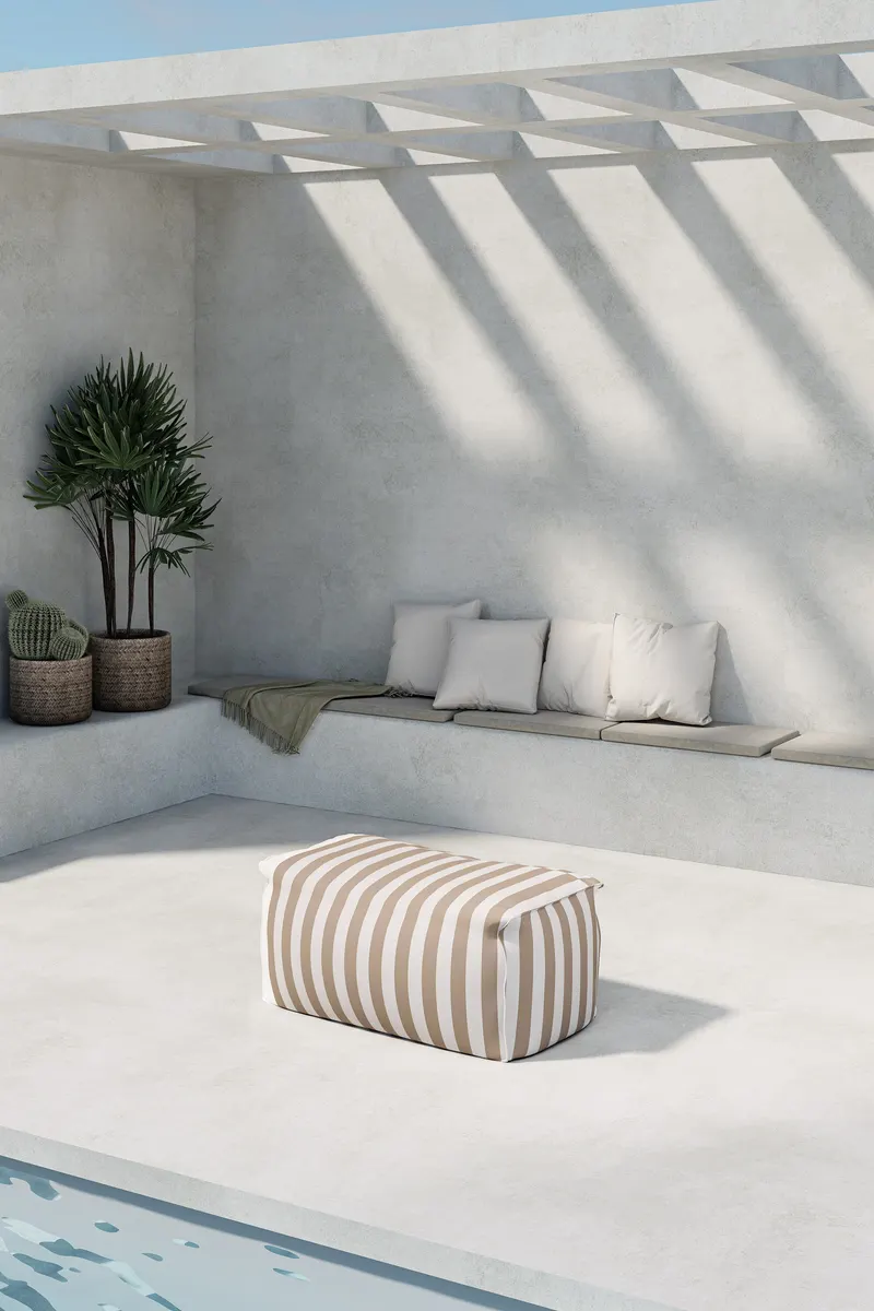 Redang Outdoor-Loungesessel im Sitzsack-Stil in Weiß / Beige, Gestell Beige, Olefin, im Wohnraum, Ansicht 1