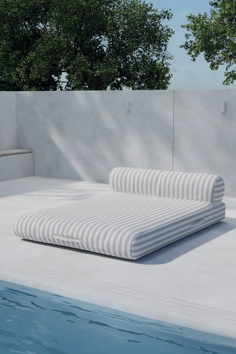 Redang Loungesessel, Hocker und Sonnenliege in Weiß / Beige, Gestell Beige, im Wohnraum, Ansicht 1