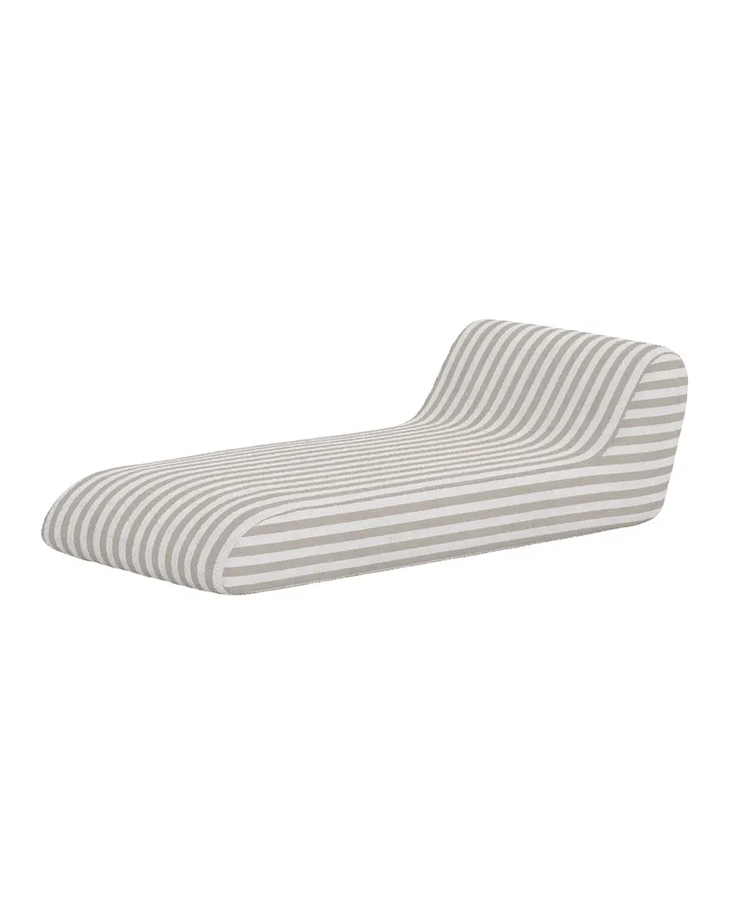 Redang Sonnenliege und Hocker mit Streifenbezug in Weiß / Beige, Gestell Beige, Ansicht 1