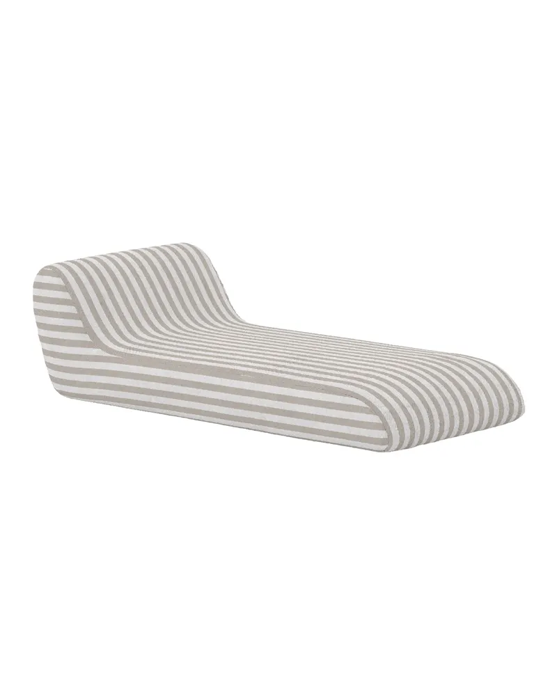 Redang Sonnenliege und Hocker mit Streifenbezug in Weiß / Beige, Gestell Beige, Ansicht 3