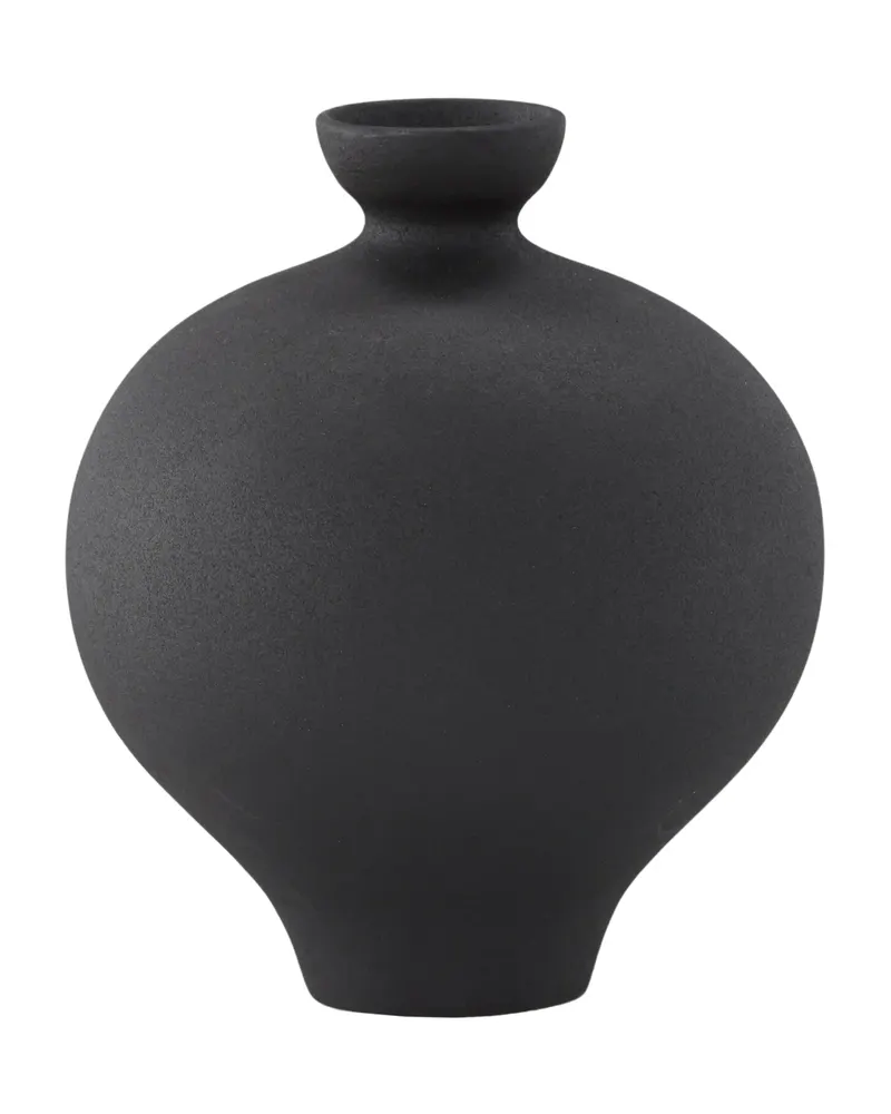 Rellis Vase aus Töpferware in Schwarz oder Weiß