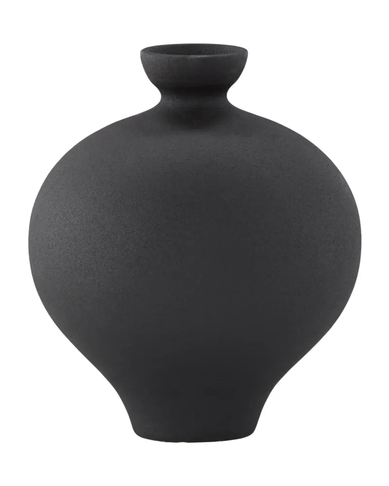 Rellis Vase aus Töpferware in Ø 20 cm, Schwarz, Ansicht 8