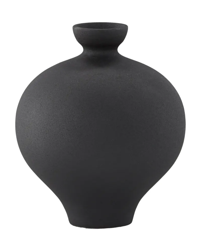 Rellis Vase aus Töpferware in Ø 20 cm, Schwarz, Ansicht 10