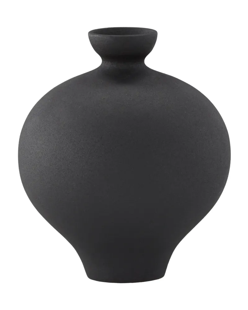Rellis Vase aus Töpferware in Ø 20 cm, Schwarz, Ansicht 2