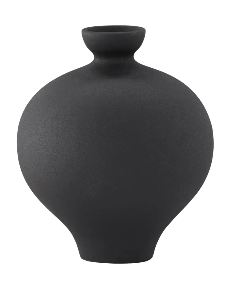 Rellis Vase aus Töpferware in Ø 20 cm, Schwarz, Ansicht 4