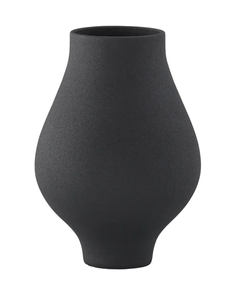 Rellis Vase aus Töpferware in Ø 14 cm, Schwarz, Ansicht 1