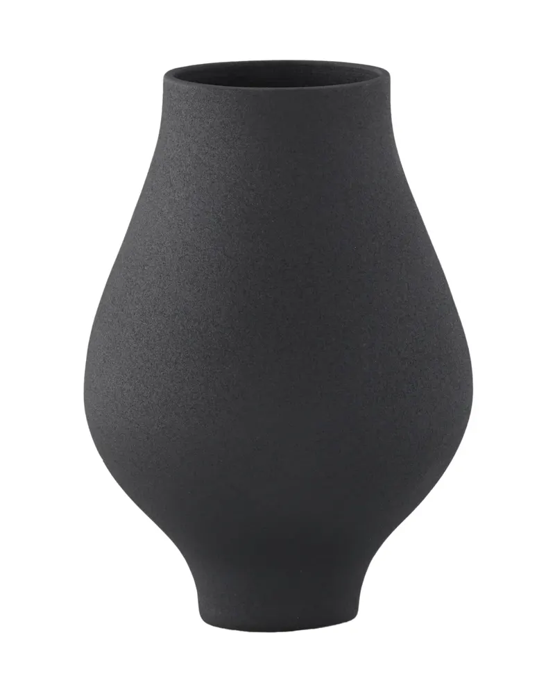 Rellis Vase aus Töpferware in Ø 14 cm, Schwarz, Ansicht 3
