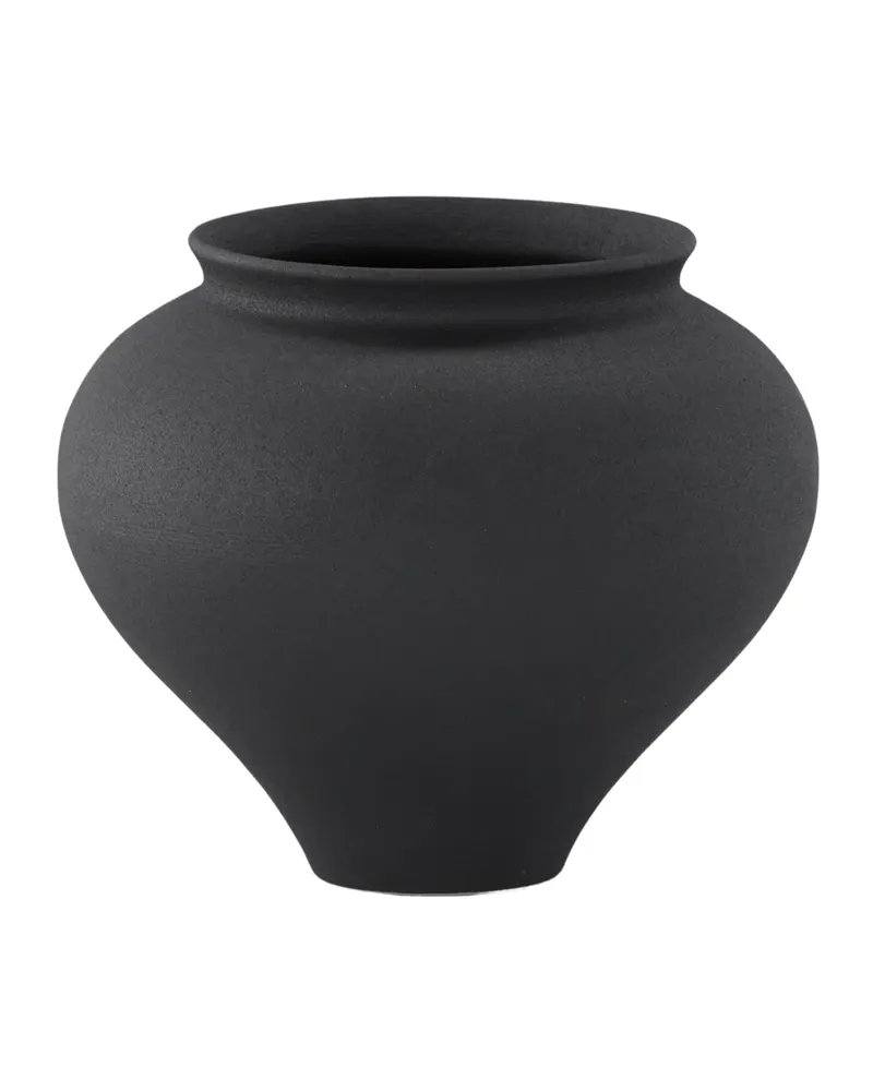 Rellis Vase aus Töpferware in Ø 18 cm, Schwarz, Ansicht 1