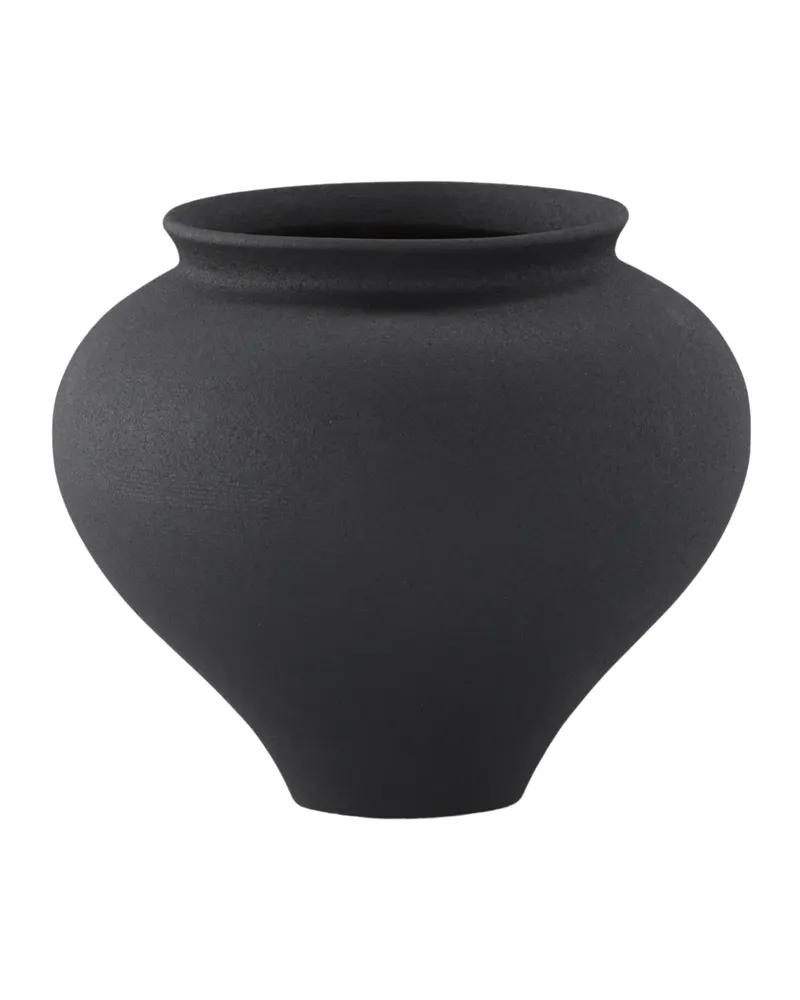 Rellis Vase aus Töpferware in Ø 18 cm, Schwarz, Ansicht 7