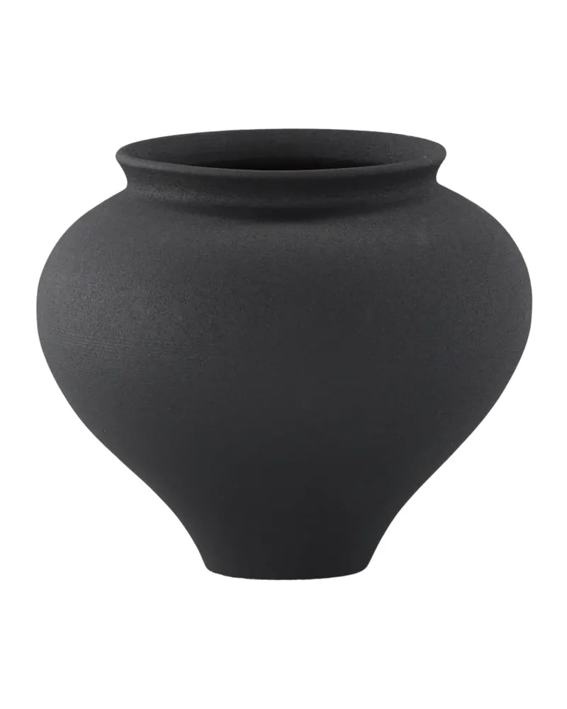 Rellis Vase aus Töpferware in Ø 18 cm, Schwarz, Ansicht 8
