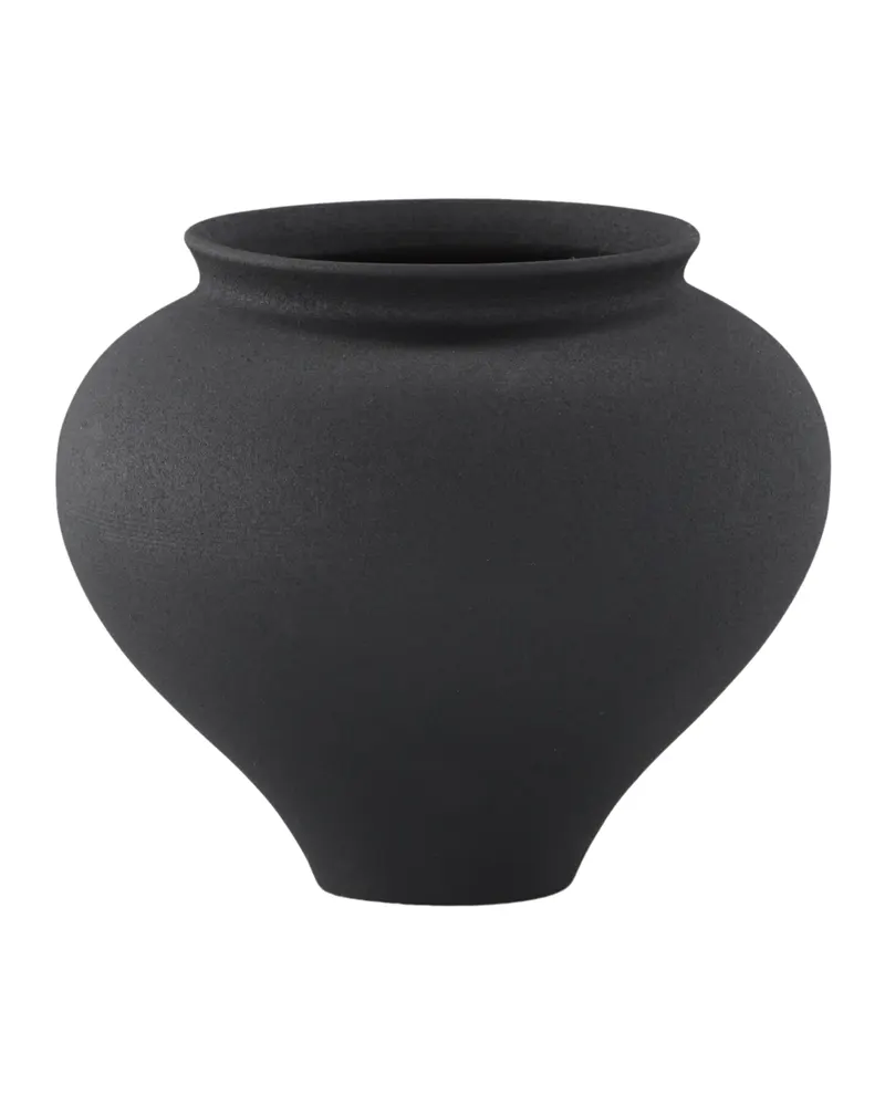 Rellis Vase aus Töpferware in Ø 18 cm, Schwarz, Ansicht 9