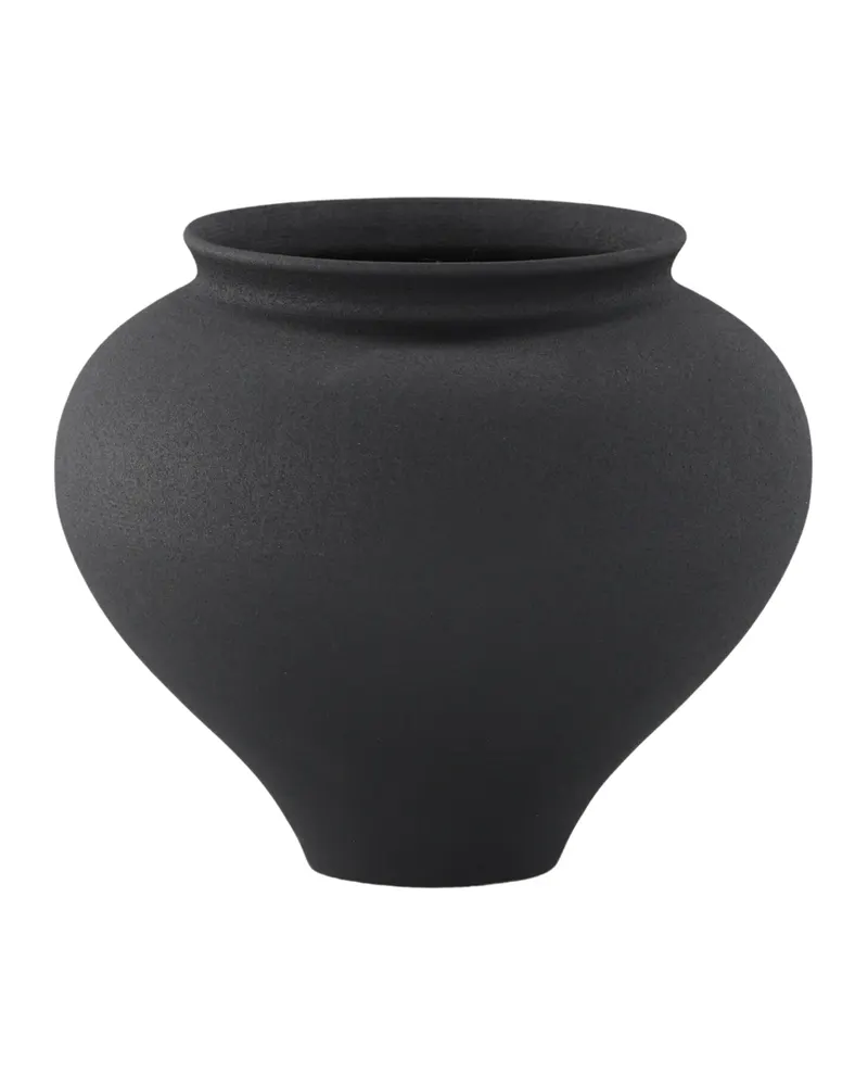 Rellis Vase aus Töpferware in Ø 18 cm, Schwarz, Ansicht 10