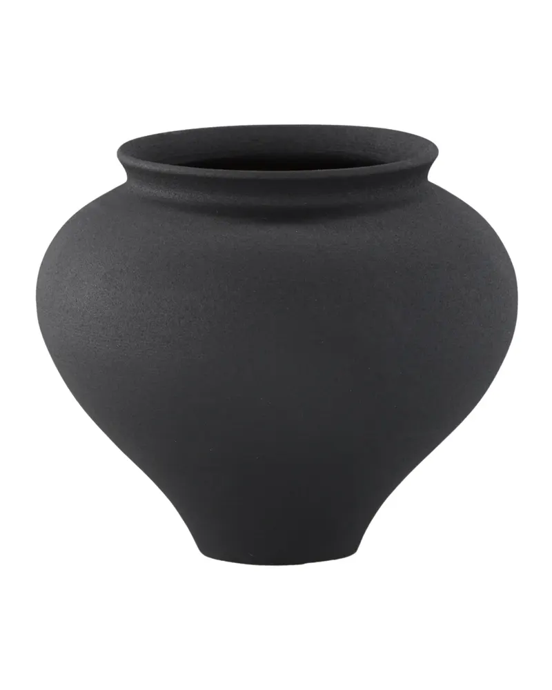 Rellis Vase aus Töpferware in Ø 18 cm, Schwarz, Ansicht 2