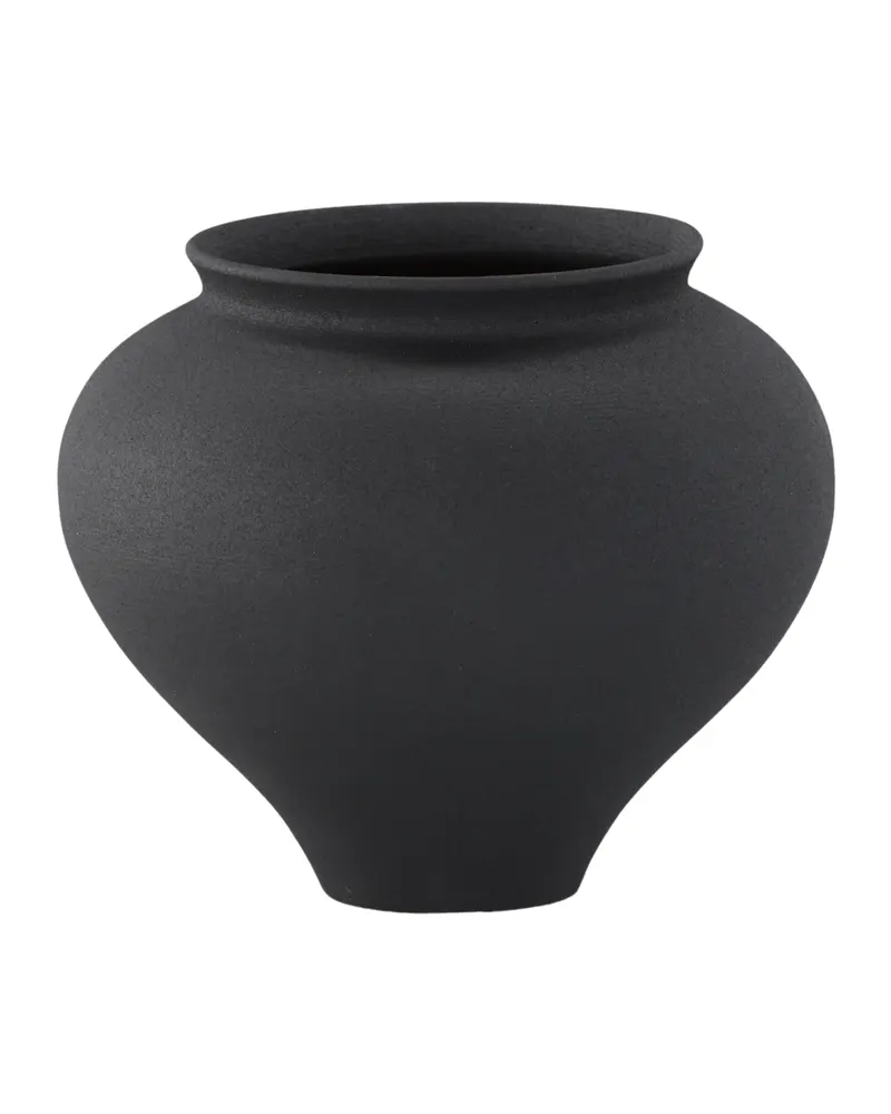Rellis Vase aus Töpferware in Ø 18 cm, Schwarz, Ansicht 3