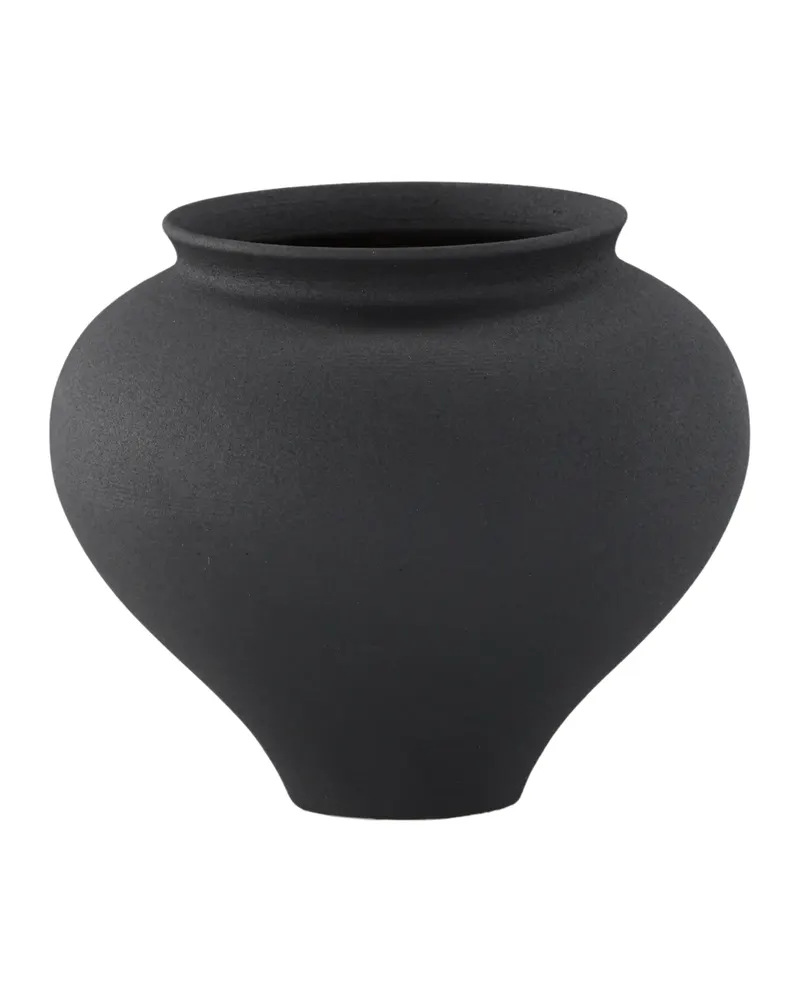 Rellis Vase aus Töpferware in Ø 18 cm, Schwarz, Ansicht 4