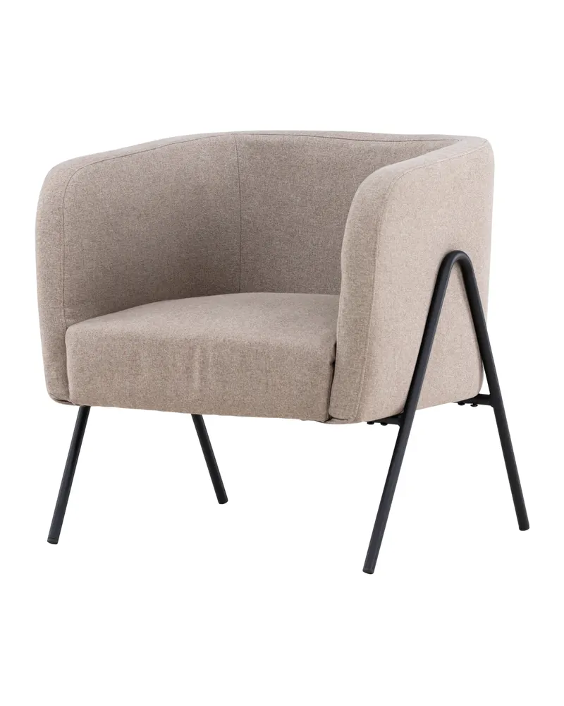 Rika Sessel in Beige mit außen angesetzten Metallbeinen