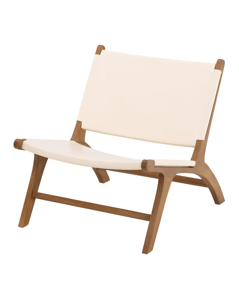Rike Loungesessel aus Teak in Beige, Gestell Natur, Ansicht 3