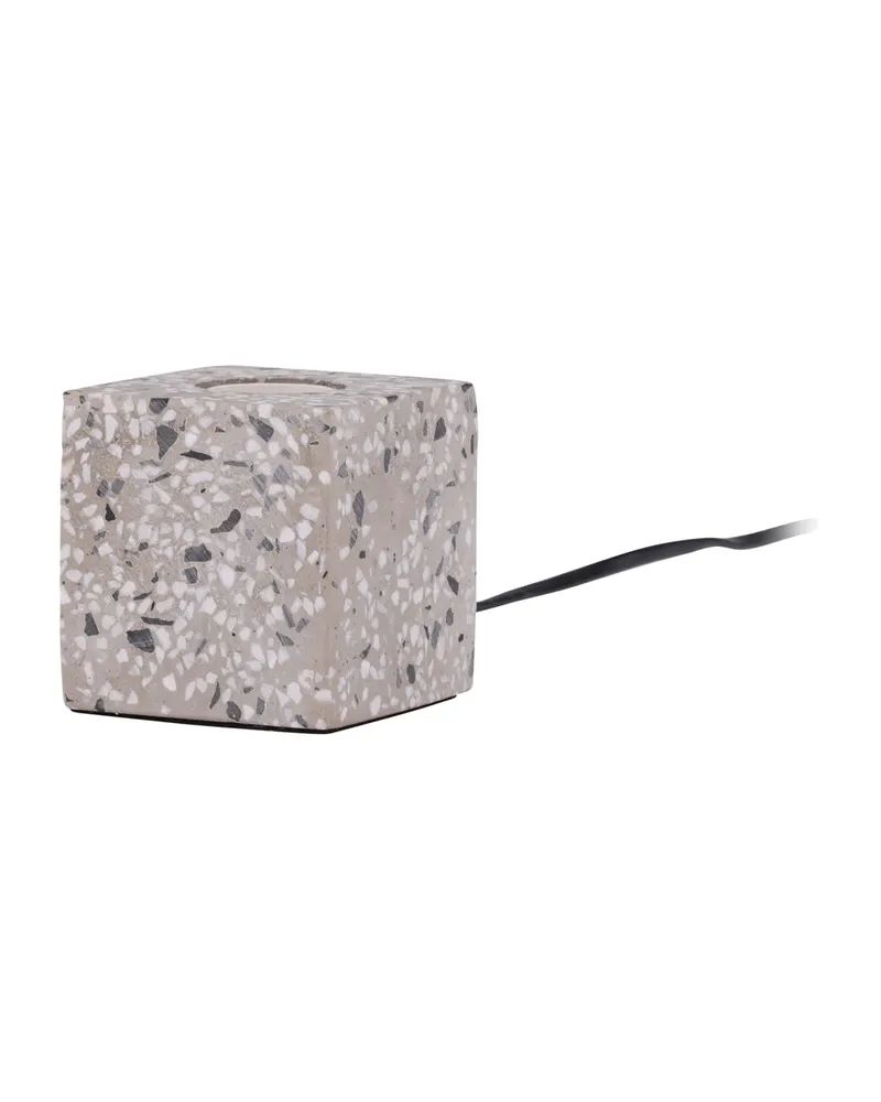 Rilche Tischlampe mit Würfelfuß aus Terrazzo in Weiß, Ansicht 6