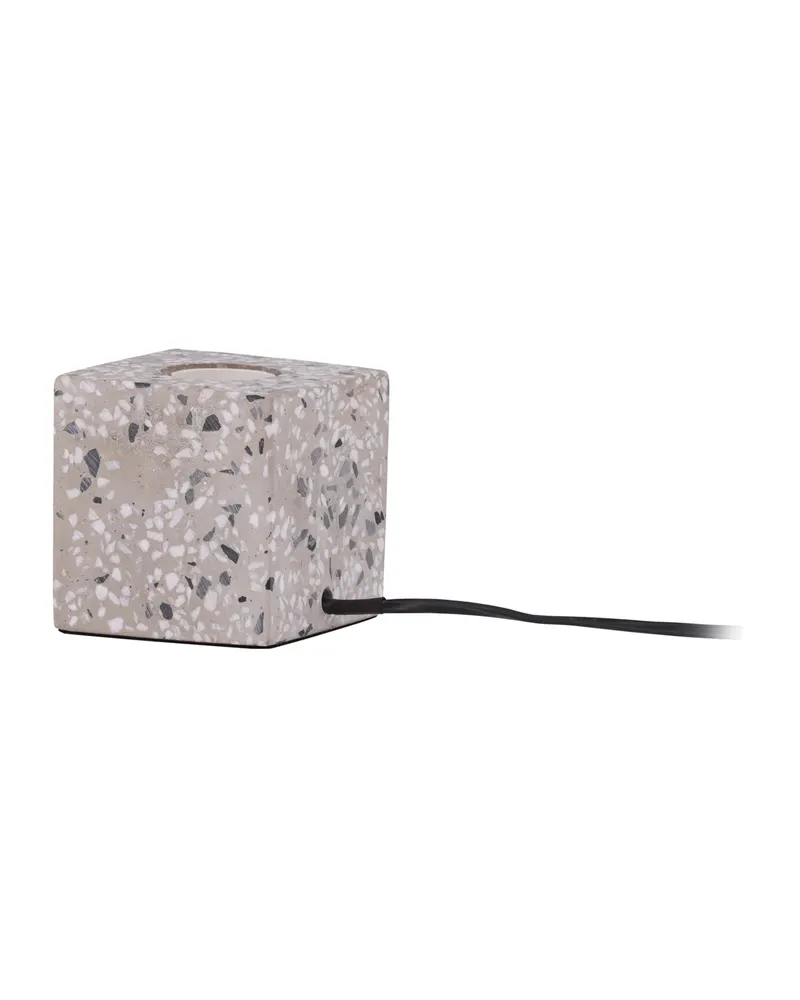 Rilche Tischlampe mit Würfelfuß aus Terrazzo in Weiß, Ansicht 9