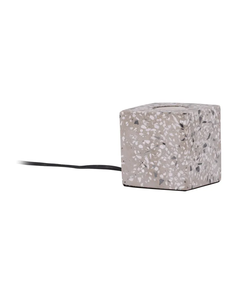 Rilche Tischlampe mit Würfelfuß aus Terrazzo in Weiß, Ansicht 13