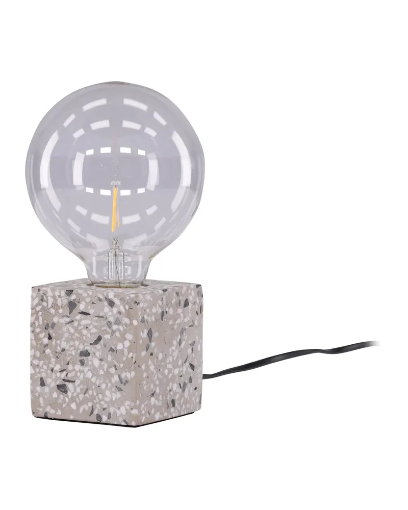 Rilche Tischlampe mit Würfelfuß aus Terrazzo in Weiß, Ansicht 14
