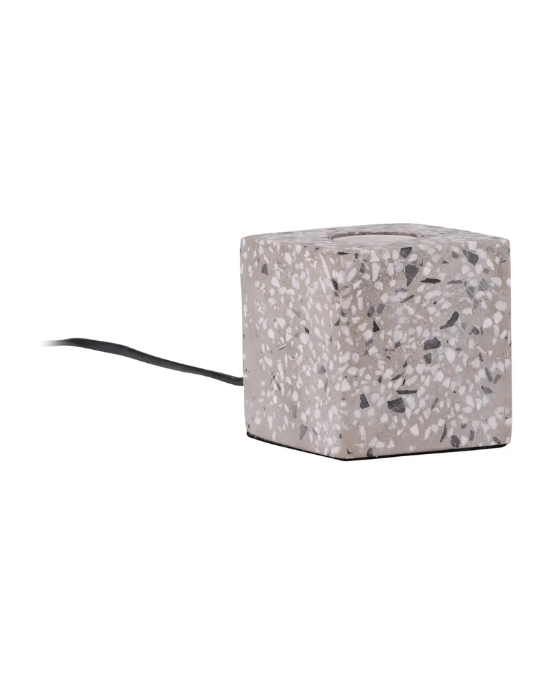 Rilche Tischlampe mit Würfelfuß aus Terrazzo in Weiß, Ansicht 2