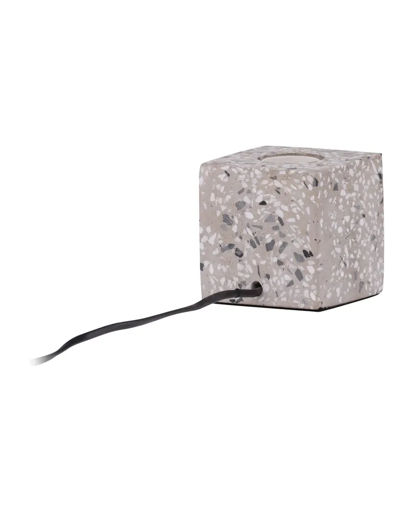 Rilche Tischlampe mit Würfelfuß aus Terrazzo in Weiß, Ansicht 3