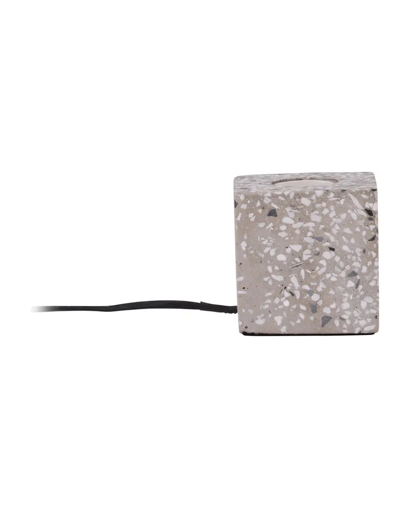 Rilche Tischlampe mit Würfelfuß aus Terrazzo in Weiß, Ansicht 4
