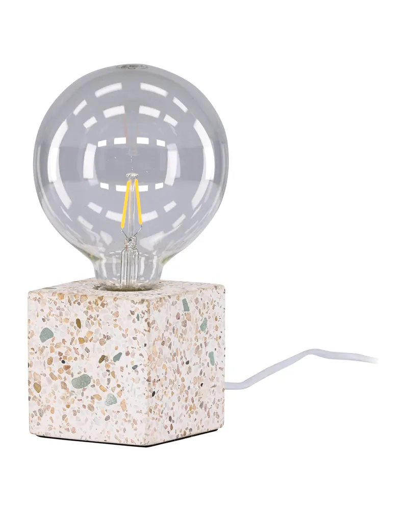 Rilche Tischlampe mit Würfelfuß aus Terrazzo in Grau, Ansicht 14