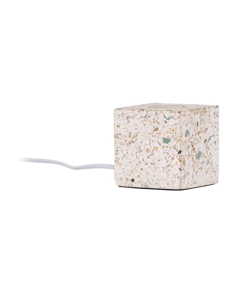 Rilche Tischlampe mit Würfelfuß aus Terrazzo in Grau, Ansicht 2